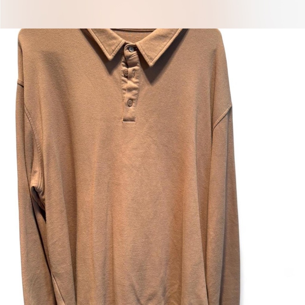 Brown Men's Long-Sleeve Polo